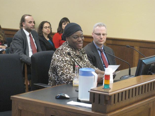 Abril Mitchell-Ward testifies on behalf of early learning at a House Early Learning and Children’s Services Committee work session on Wednesday. Many are concerned early learning won’t get the funds it needs to accommodate more children as Legislators are mandated to fund K-12 education this session.