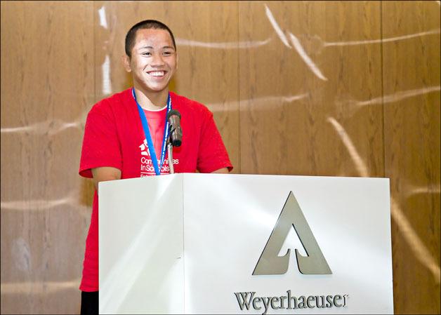 Federal Way High School student Chally Thap speaks about how a Communities In Schools outreach coordinator helped him to succeed after he was expelled from school four years ago