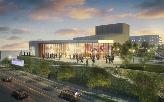 An artist rendering of the proposed performing arts and conference center (PACC) in Federal Way. The PACC is slated for the former Toys R' Us site at the corner of 20th Avenue South and South 316th Street.