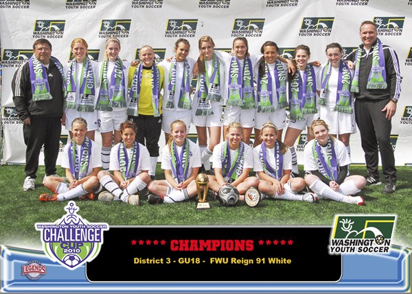 The Girls Under 18 Reign 91 White won the WSYSA 2010 Challenge Cup Championship on Sunday