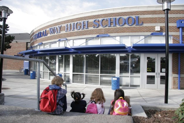 Entrance to the cafeteria at Federal Way High School.