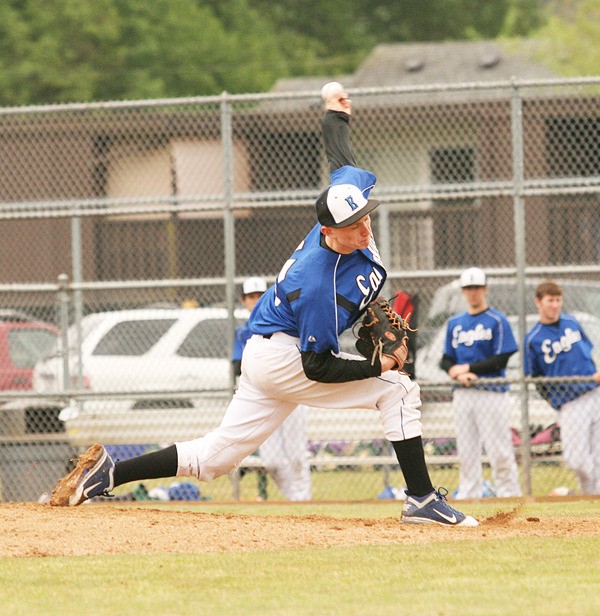 Federal Way starting pitcher Darrien Moran throws during Saturday's state tournament opener at Kent Memorial Park. The Eagles lost to Bothell