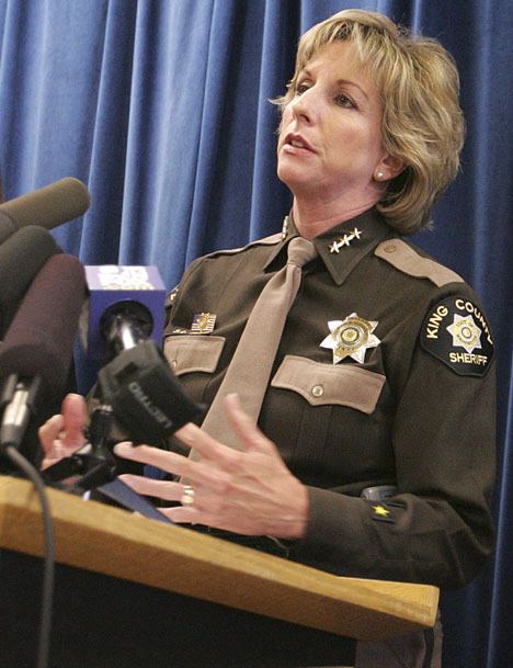 King County Sheriff Sue Rahr is pictured at a press conference in 2008.  Rahr will retire from law enforcement at the end of this month