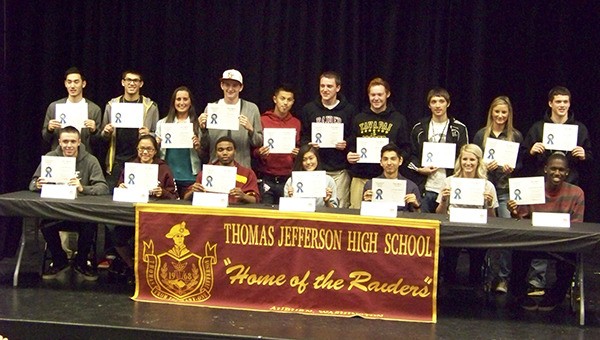 Thomas Jefferson High School honored all the seniors who will be playing sports in college