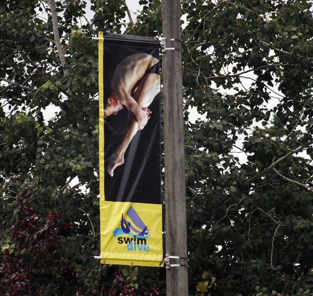 The city installed banners during the U.S. Olympic Diving Trials in 2012.
