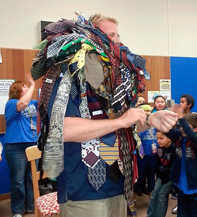 Rainier View Elementary principal Kent Cross recently broke a world record by wearing the most number of ties. He wore 202 ties – crushing the current record of 150.