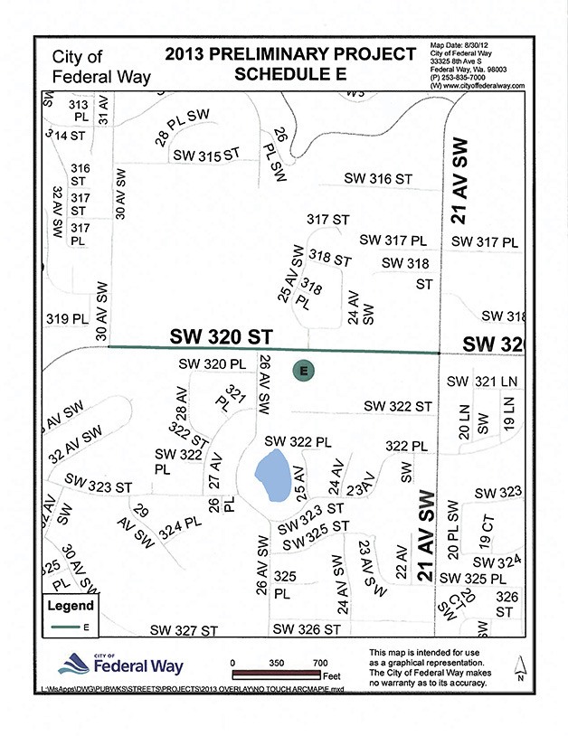 Map of road construction along SW 320th St.