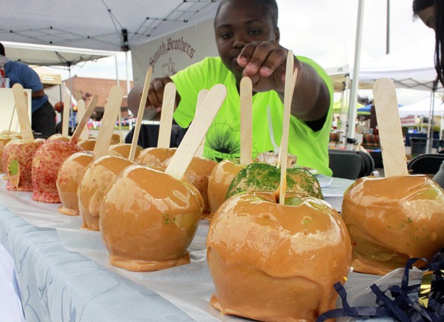 Caramel apples for sale at the Federal Way Farmers Market during the Apple Festival and Run on Aug. 24.