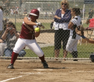 Jefferson senior Erin Fujita takes a pitch during Friday’s opening-round game against Central Kitsap at the West Central District Tournament. The Raiders won three-straight loser-out games to qualify for the state tournament.