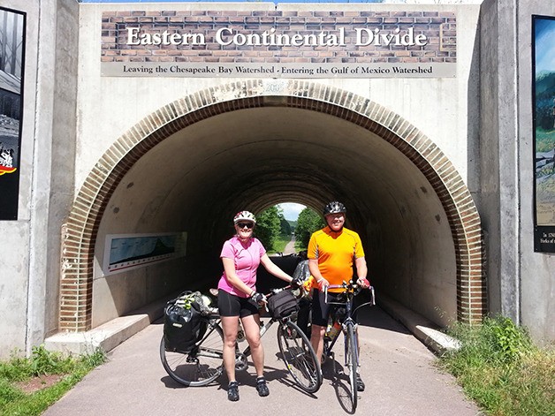 Jack and Jeneca Dovey at the Eastern Continental Divide in Pennsylvania on June 15. See more photos from their journey online at http://doveybiketrip.blogspot.com.