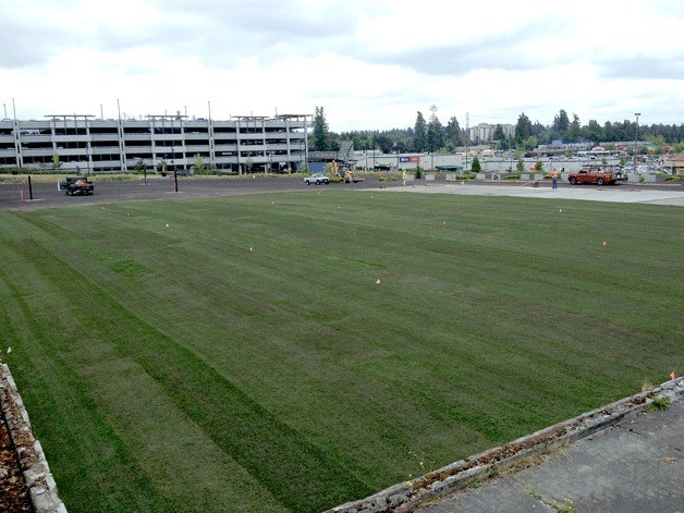 The Town Square Park site is taking shape in downtown Federal Way by the Transit Center.