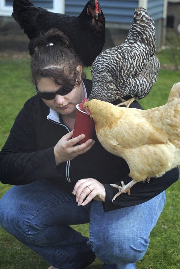 Jeanette Brizendine and her chickens Attila the Hen