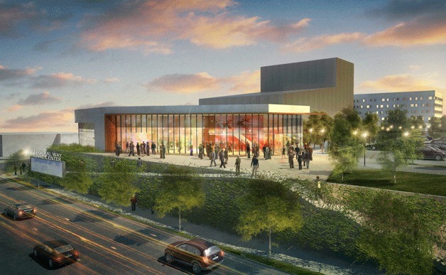 A rendering of the soon-to-be-built Performing Arts and Events Center.