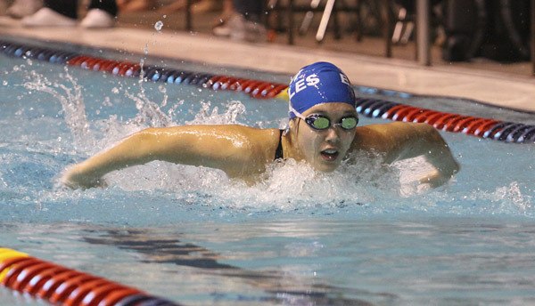 Federal Way junior Kenna Ramey won both the 100-yard butterfly and 50 freestyle during the SPSL Championships Saturday at Rogers High School. Ramey is the defending state champ in the 50 free.