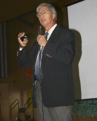 Astronaut John Blaha spoke at an assembly at Todd Beamer High School on Wednesday as part of the Museum of Flight’s Association of Space Explorers XXI Planetary Congress in Seattle. Blaha has received numerous honors including being inducted into the Astronaut Hall of Fame.