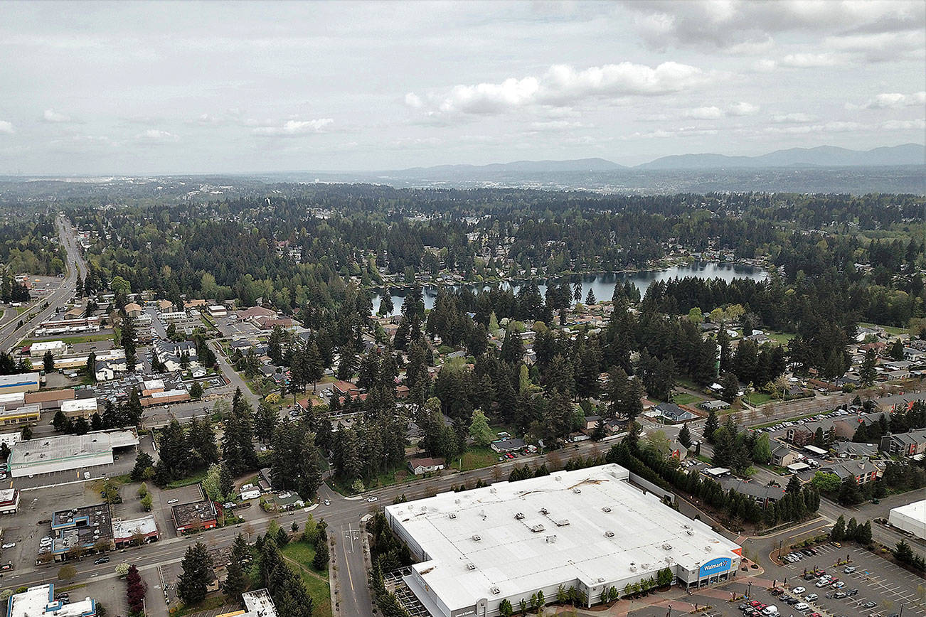 An overhead view of Steel Lake and S. 312th Street in Federal Way. Photo courtesy of Bruce Honda