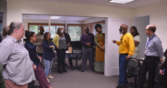 Delbert Richardson, founder and curator of the award-winning American History Traveling Museum “The Unspoken Truths,” speaks to the assembled group at Good Shepherd’s Community Empowerment Center on Sept. 23 in Federal Way. Photos by Alex Bruell/Sound Publishing