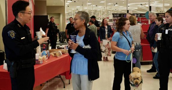 Federal Way police and citizens meet for Coffee with a Cop on May 15 at the Starbucks in Target at The Commons Mall. Photo by Joshua Solorzano/Federal Way Mirror