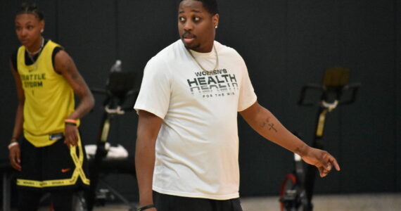 Marcus Tibbs still works out with the Storm during practice. Ben Ray / The Mirror