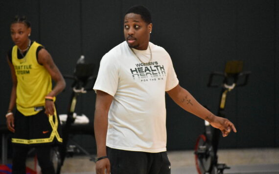 Marcus Tibbs still works out with the Storm during practice. Ben Ray / The Mirror