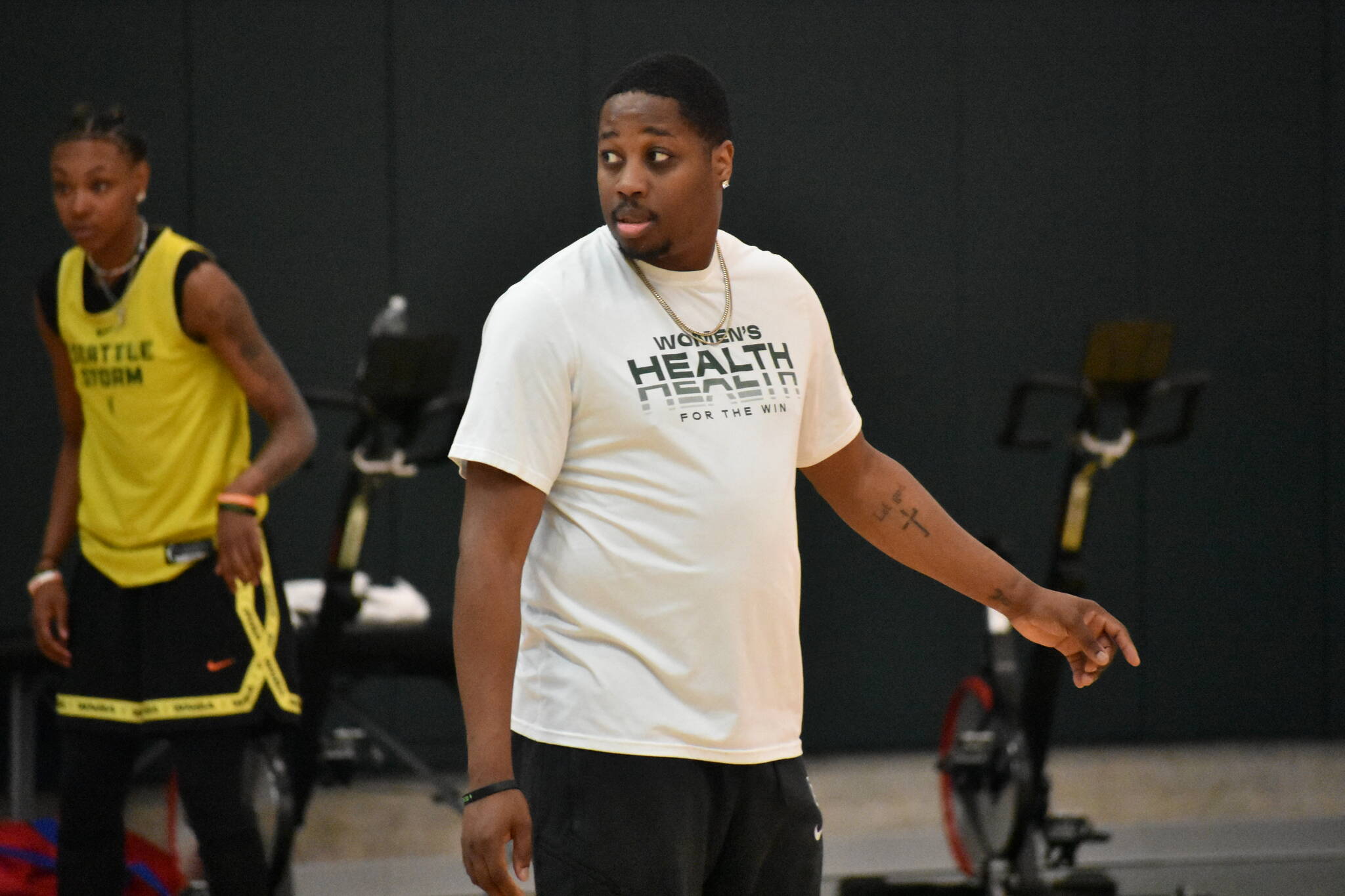 Marcus Tibbs still works out with the Storm during practice. Ben Ray / The Mirror