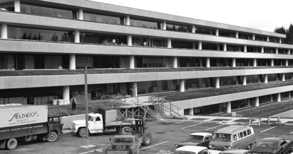 Weyerhaeuser’s Federal Way headquarters nearing completion in 1971. Photo provided by the Historical Society of Federal Way