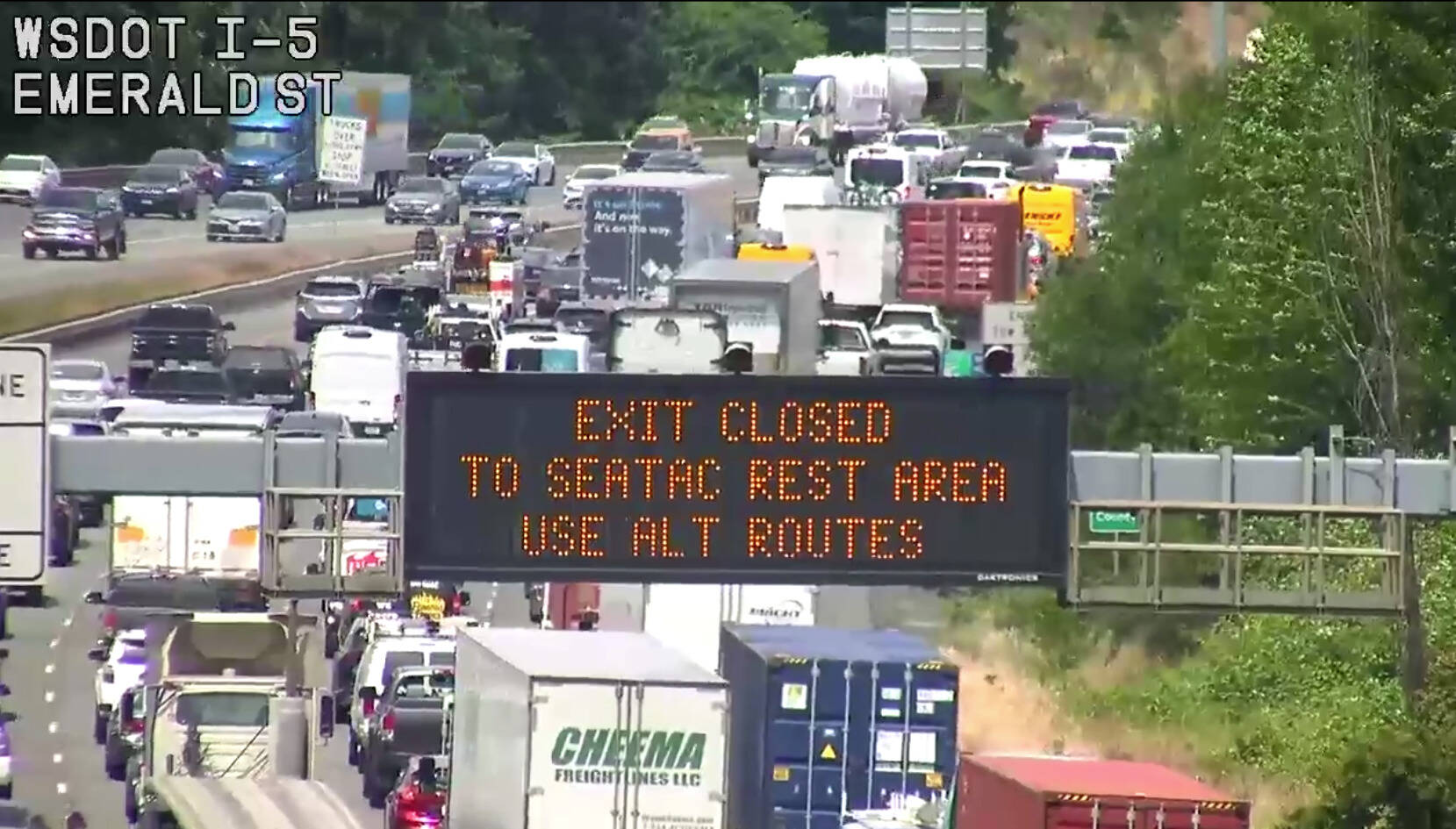 The scene on June 26 on I-5 in Federal Way. Photo courtesy of WSDOT