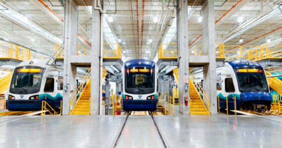 The inside of Sound Transit’s light rail Operations and Maintenance Facility in South Seattle. COURTESY PHOTO