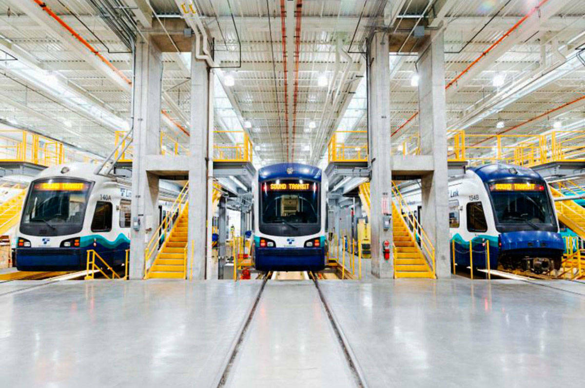 The inside of Sound Transit’s light rail Operations and Maintenance Facility in South Seattle. COURTESY PHOTO