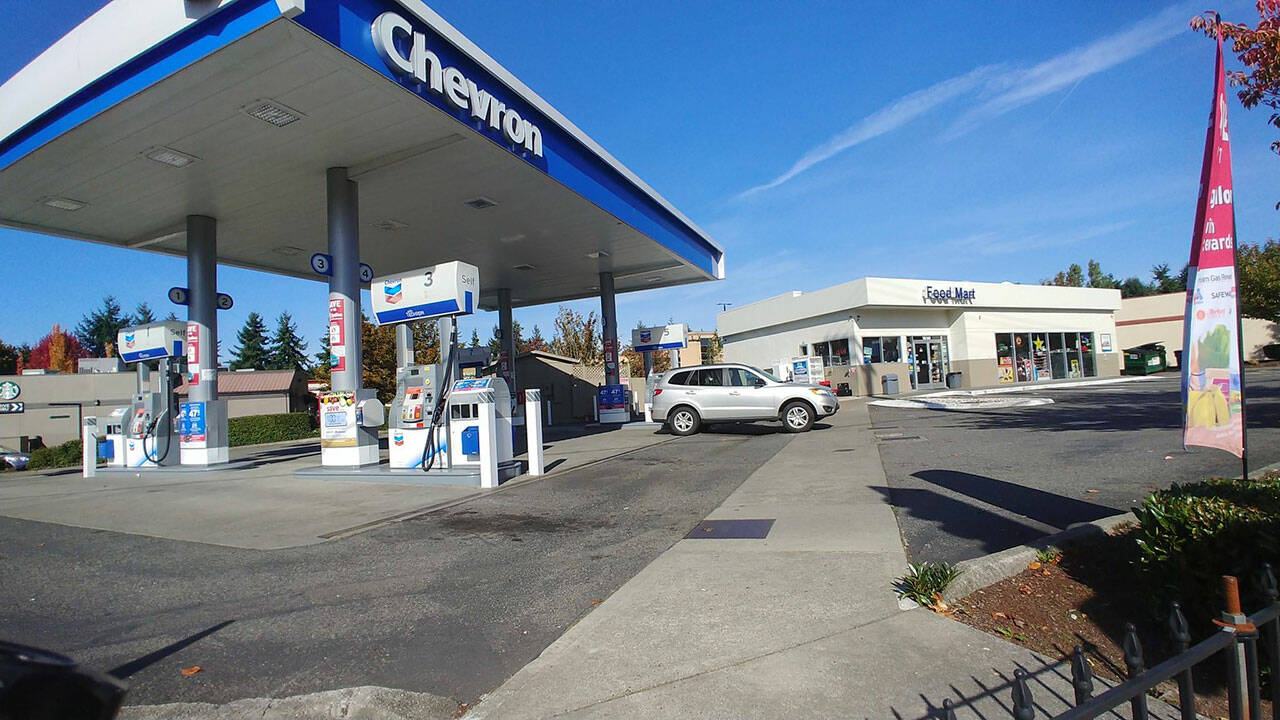 The Chevron parking lot on SW Dash Point Road in Federal Way where Moises Vega-Mendez, 37, was fatally shot in October 2019. (File photo courtesy of Evergreen Media Production)