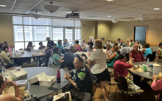 The free senior lunch on July 10 brought a large crowd. Photos by Max Burchi/The Mirror