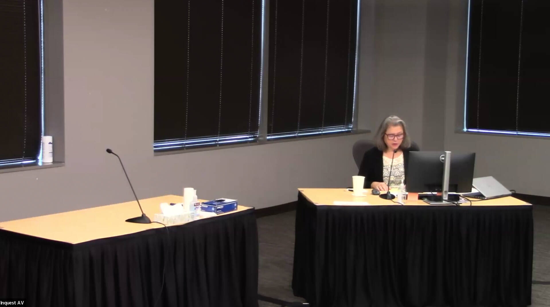 Marcine Anderson reading the interrogatories of the jurors. (Screenshot)