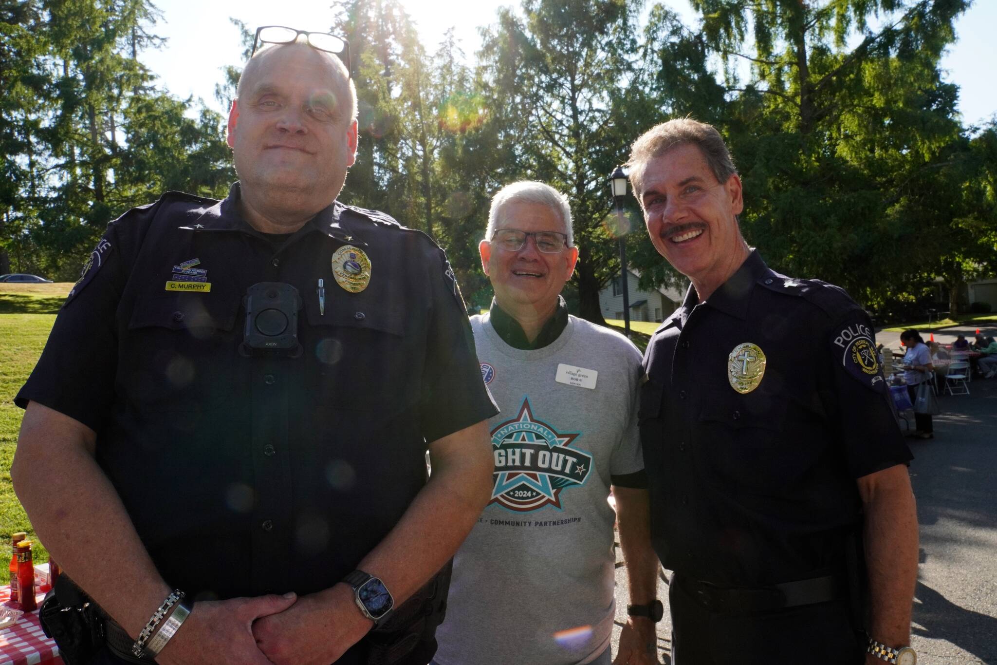 Federal Way Police Department investigations commander Bob Schmaling and FWPD Chaplain Dennis Austin.