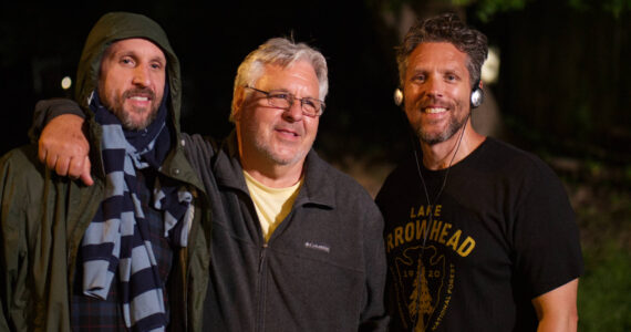 Kerry Bellessa with his dad, Clark Bellessa (Federal Way resident) and brother Aaron Bellessa (Seattle resident) when they visited on set. Photo by Shaun Greenspan