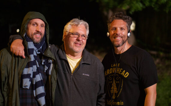 Kerry Bellessa with his dad, Clark Bellessa (Federal Way resident) and brother Aaron Bellessa (Seattle resident) when they visited on set. Photo by Shaun Greenspan