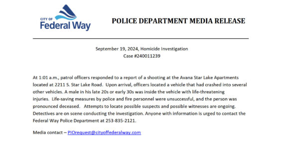 Press release from the Federal Way Police Department