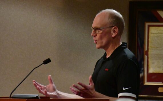 Todd Jarvis, president of DBM Contractors, speaks at the Federal Way City Council meeting on Sept. 17 during public comment. Photo by Bruce Honda