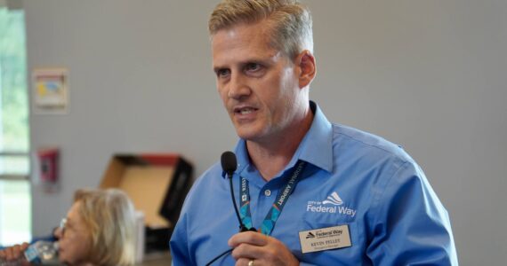 The City of Federal Way’s Emergency Manager Kevin Pelley speaking at the Sept. 18 Senior Commission meeting. Photos by Joshua Solorzano/The Mirror