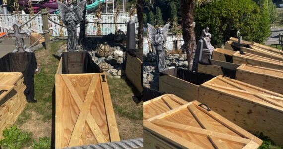 The coffins for participants. Photo courtesy of Wild Waves