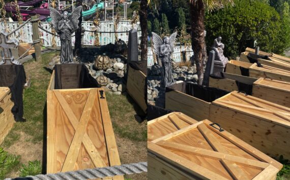 The coffins for participants. Photo courtesy of Wild Waves