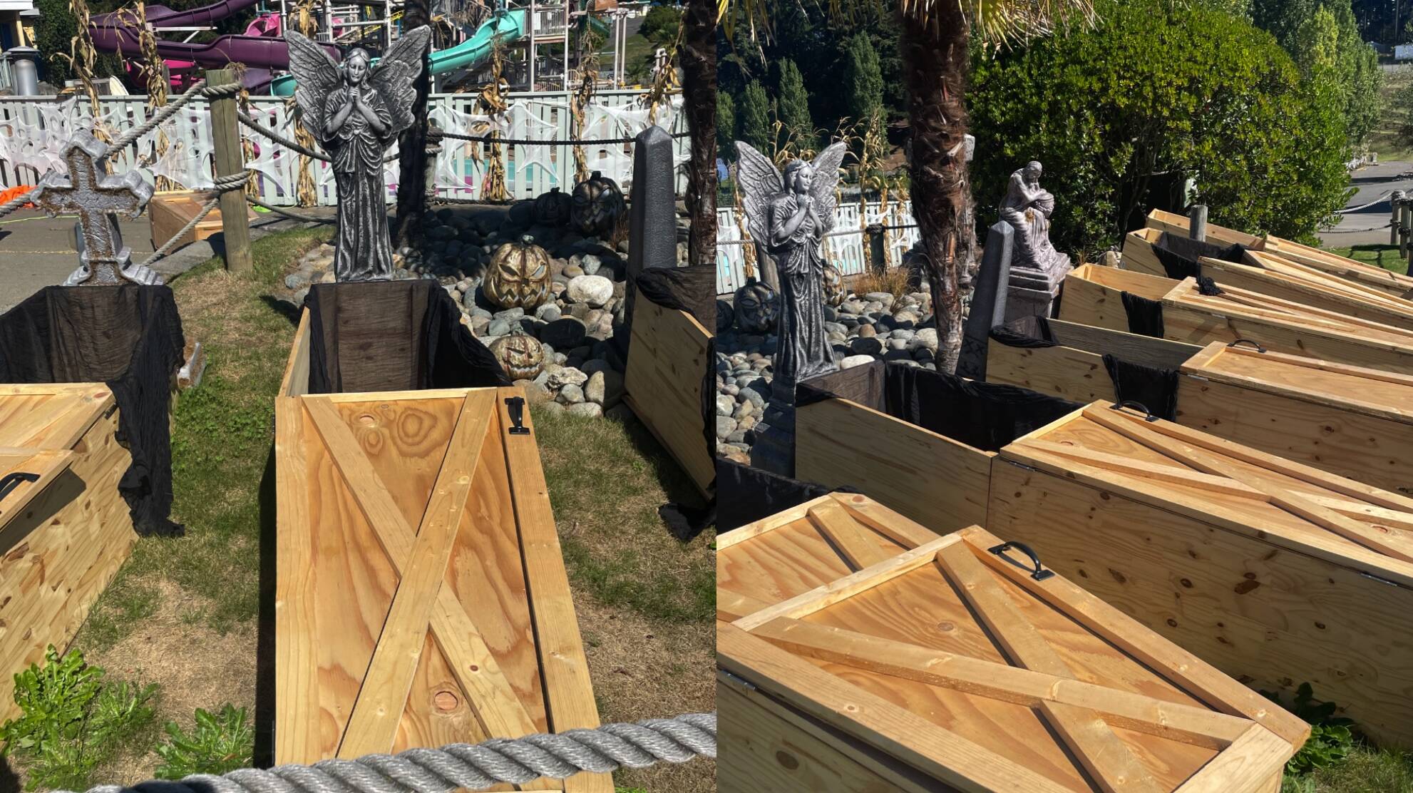 The coffins for participants. Photo courtesy of Wild Waves