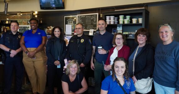 Federal Way Police Department staff at Asensio Coffee for National Coffee With a Cop Day. Photo by Joshua Solorzano/The Mirror