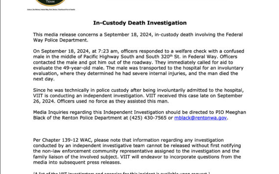 Screenshot of the The Valley Independent Investigative Team’s press release.