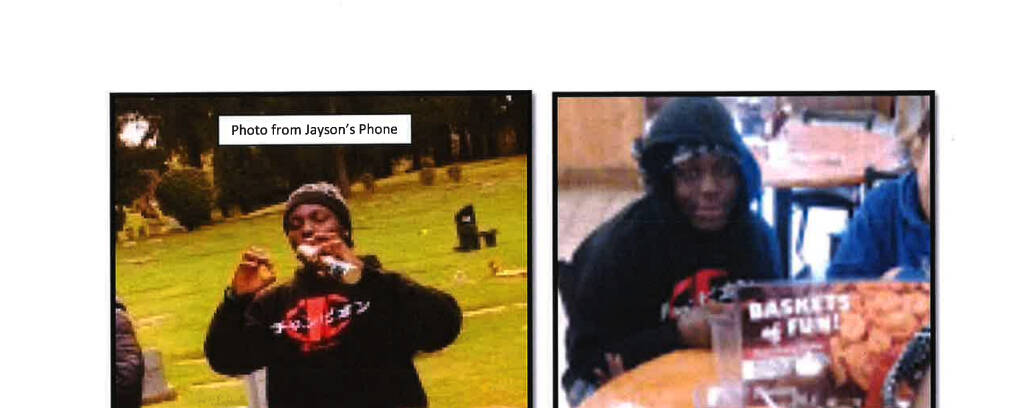 Jayson Jack wearing the sweatshirt found in his room and seen worn on the shooter. (Photo from charging documents)