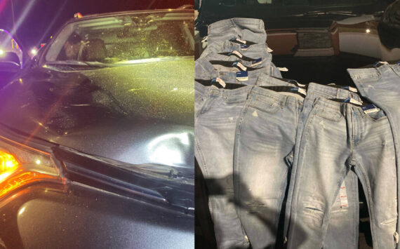 The car that hit the man and the recovered jeans. Photos courtesy of Federal Way Police Department