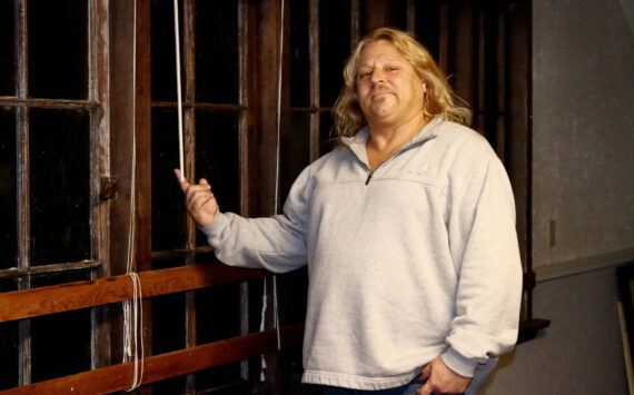 Eric Sanden upstairs in the historic Brooklake building in Federal Way where his band Never Forever practiced in the ’90s. He was at the building to share input at a public meeting to inform future plans for the building and the surrounding property. Photo by Keelin Everly-Lang / the Mirror.