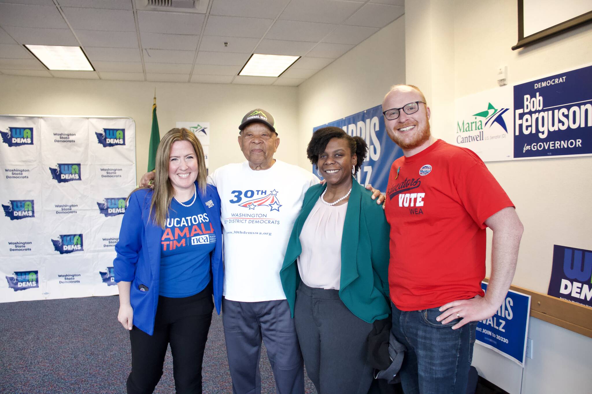 Shannon McCann, James Grayson, State Rep. Jamila Taylor and Sam Rise on Nov. 5 at a Get Out the Vote event at the Washington Education Association in Federal Way located at 32032 Weyerhaeuser Way South.