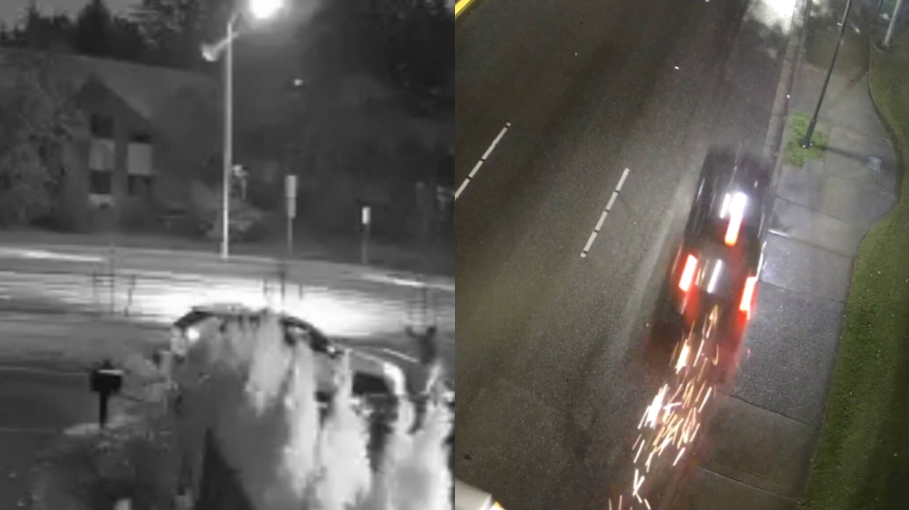 One of the photos from <a href="https://cdn.jwplayer.com/previews/90EpVjSq-4Tg7R3ZA" target="_blank">the scene of the shooting (left),</a> and the Dodge Charger shortly after hitting a vehicle and before crashing. Photos courtesy of FWPD