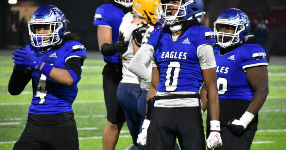 Federal Way’s defense was fired up after forcing a fumble against Ferndale’s offense. Ben Ray / The Mirror