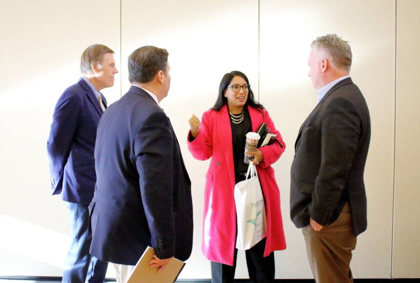 <p>30th District State Rep. Kristine Reeves speaks to Federal Way Mayor Jim Ferrell and the Federal Way lobbyists at the Legislative Agenda Breakfast. Photos by Keelin Everly-Lang / the Mirror</p>